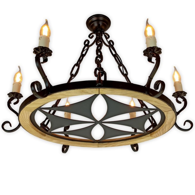 Light Chandelier K60 6S - Metal Highland Rosette - Crafdeco