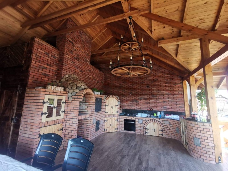 Żyrandol drewniany piętrowy Koło 60 + 110 - Crafdeco