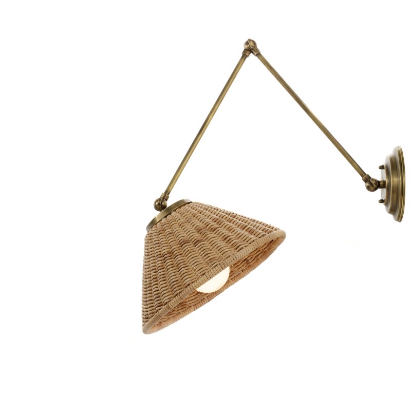 Wicker Brass Wall Sconce , Crafdeco