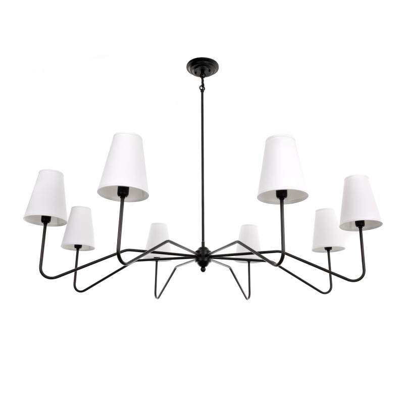 Chandelier SIMPLE PLUS L Black – Narrow White Shades (Crafdeco)