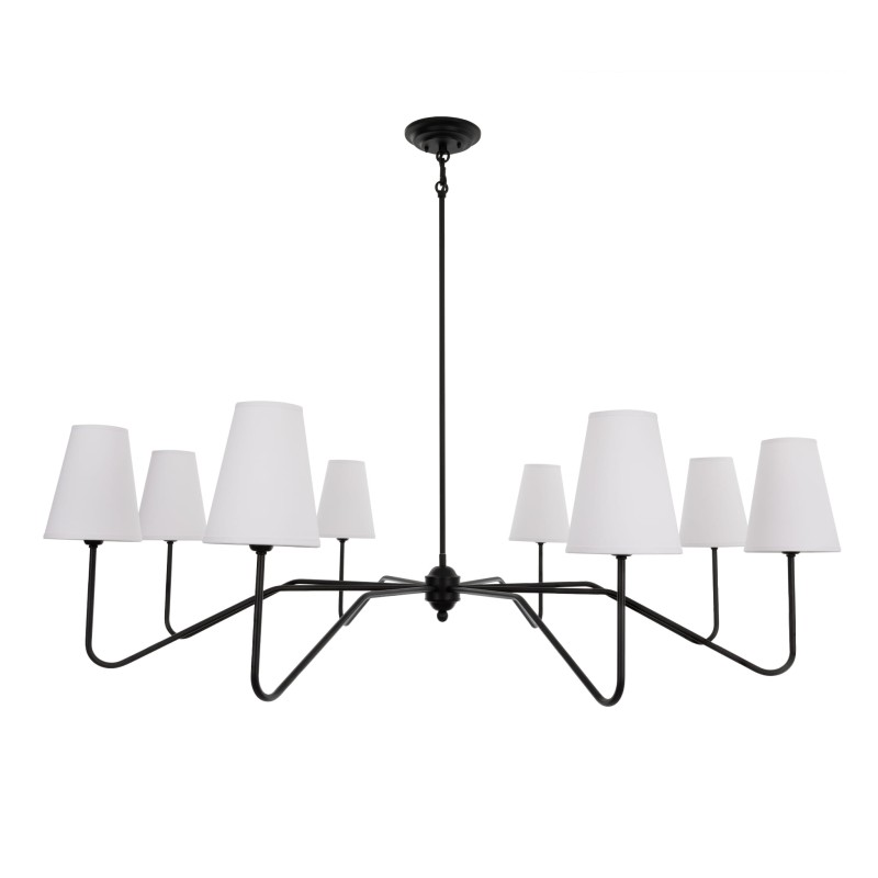 SIMPLE PLUS L Black Chandelier – narrow white shade, Crafdeco