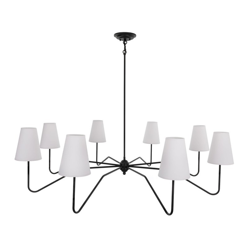 Chandelier SIMPLE PLUS L Black – Narrow White Shades (Crafdeco)
