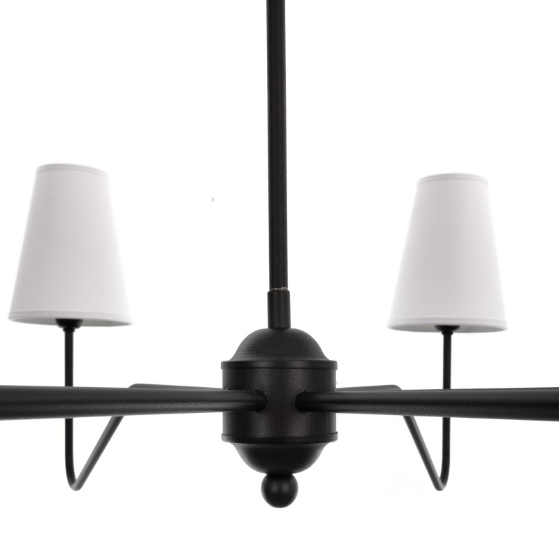 Chandelier SIMPLE PLUS L Black – Narrow White Shades (Crafdeco)