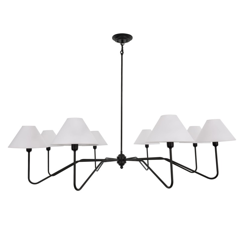 SIMPLE PLUS L Black Chandelier (wide white shade), Crafdeco