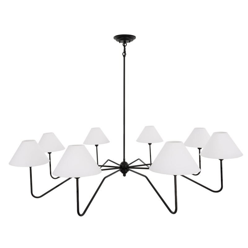 SIMPLE PLUS L Black Chandelier (wide white shade), Crafdeco