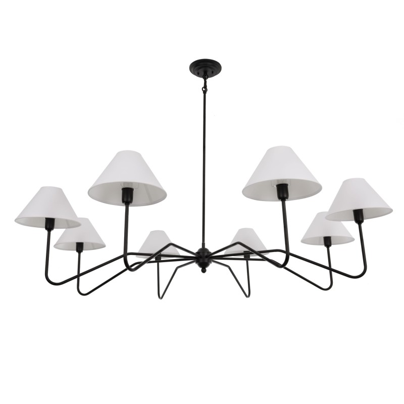SIMPLE PLUS L Black Chandelier (wide white shade), Crafdeco