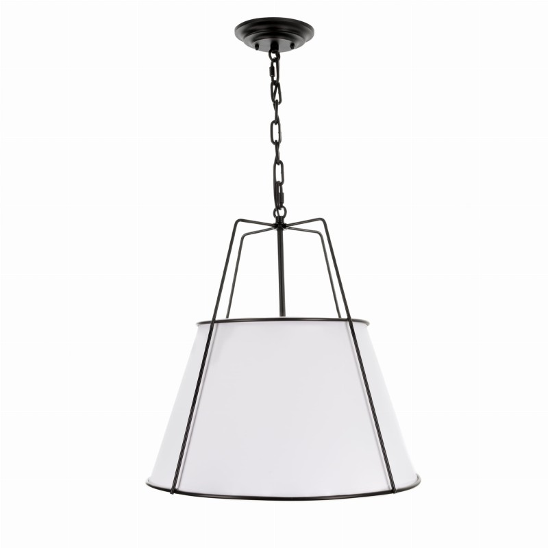 AMBER Black Lamp,  white lampshade , Crafdeco