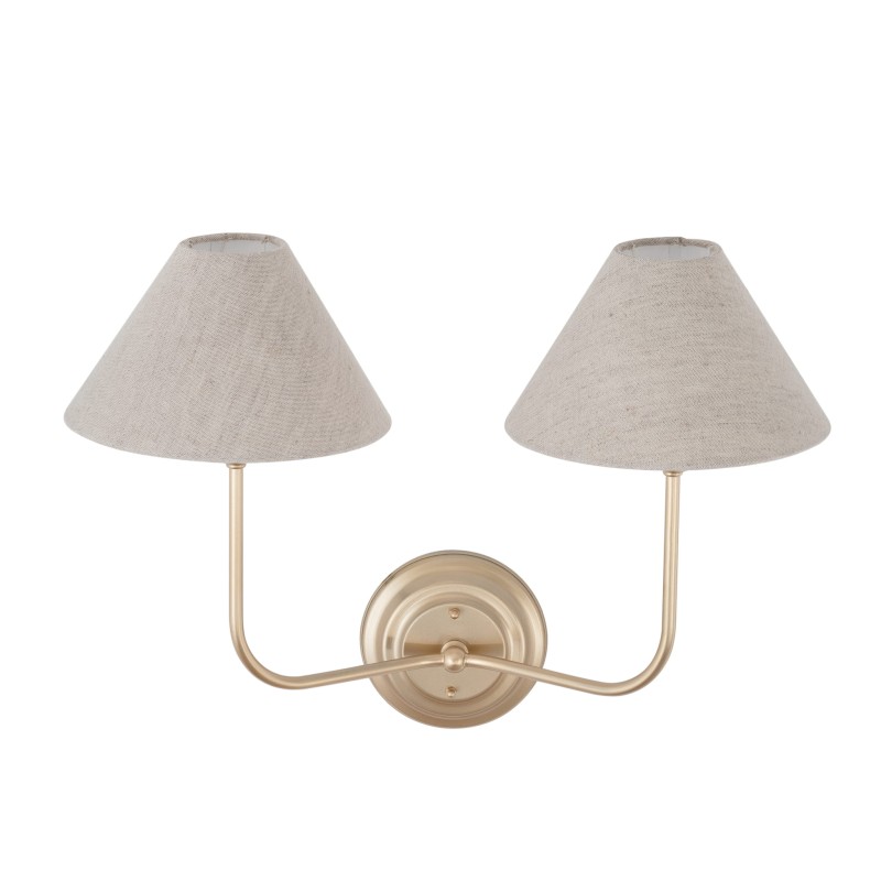 ELEGANCE TWIN Gold wall lamp- linen lampshade - Crafdeco