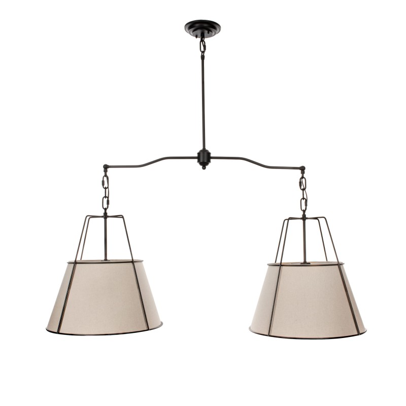 Amber Twin Lamp , black- linen lampshade , Crafdeco