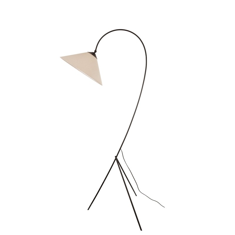 Black Standing Lamp with Linen Shade , Crafdeco