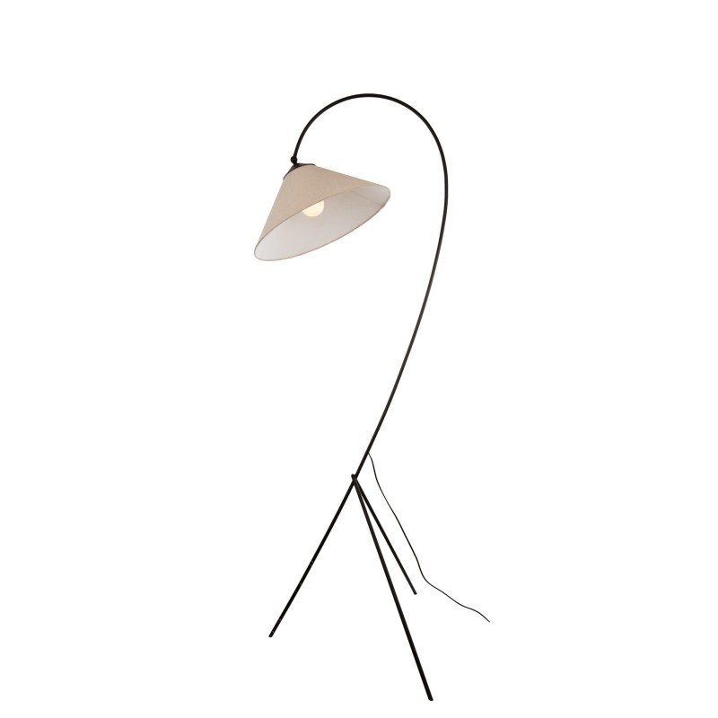 Black Standing Lamp with Linen Shade , Crafdeco