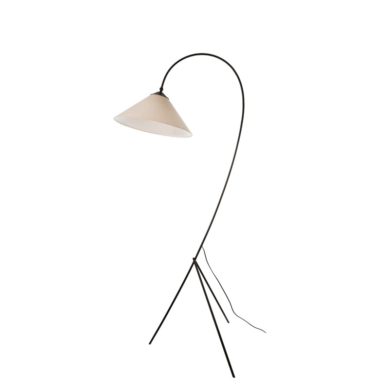 Black Standing Lamp with Linen Shade , Crafdeco