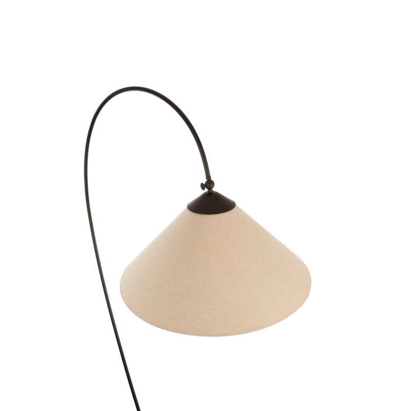 Black Standing Lamp with Linen Shade , Crafdeco