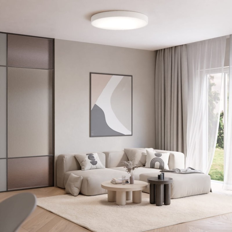 White Flush Mount Ceiling Lamp – 60 cm