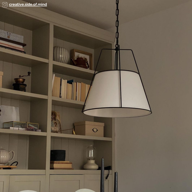 AMBER Black Lamp,  white lampshade , Crafdeco