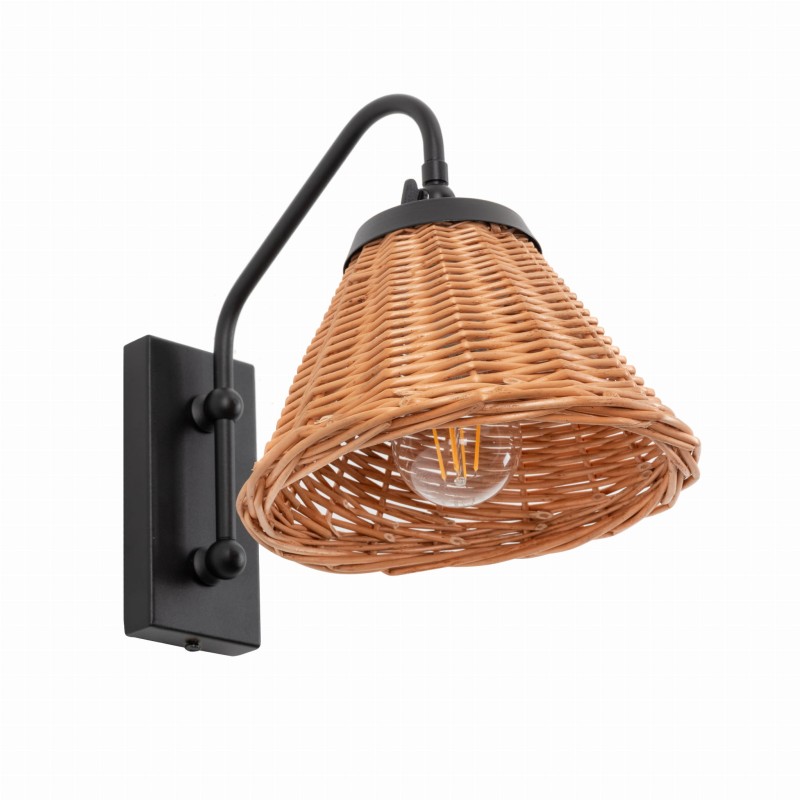 Lila black Wicker Sconce, crafdeco