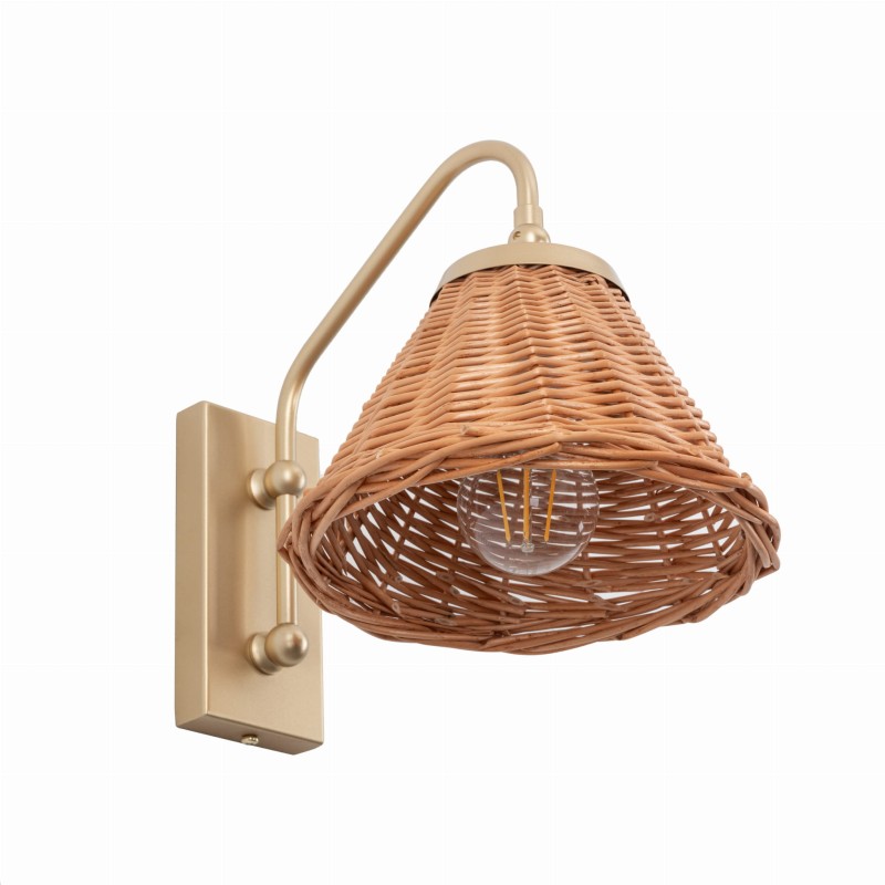 Lila Gold Wicker Sconce, crafdeco