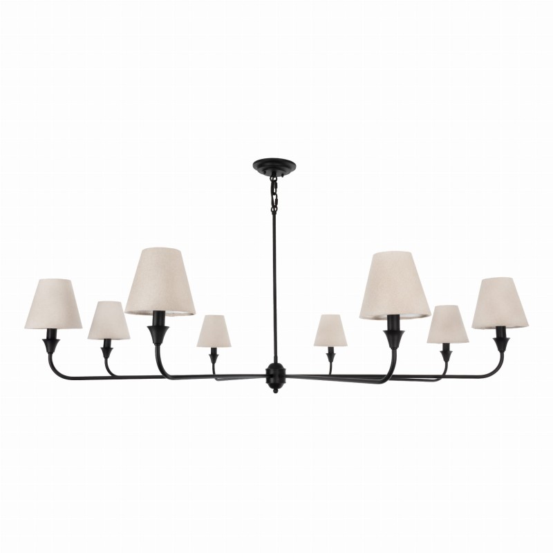 Black CHIC L Chandelier ,  linen lampshade , Crafdeco