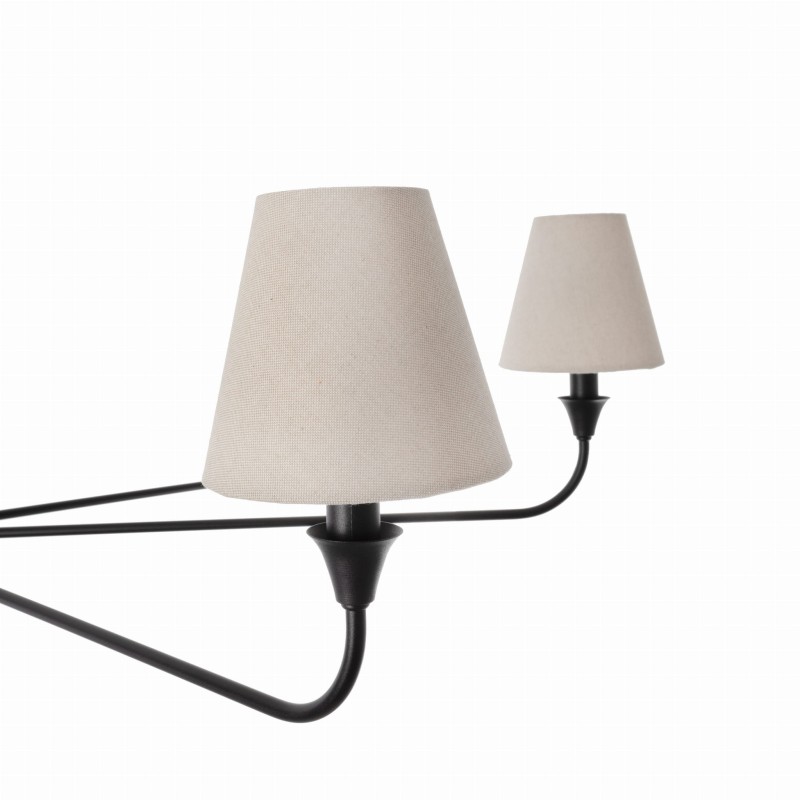 Black CHIC L Chandelier ,  linen lampshade , Crafdeco