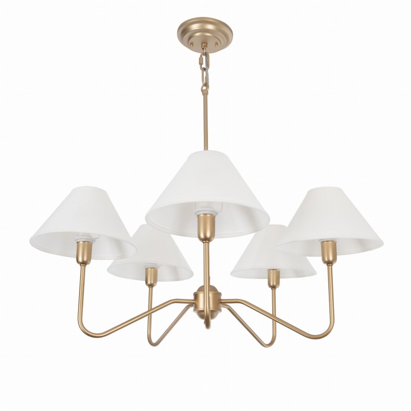 Golden Chandelier Simple Plus S , white lampshade wide ,Crafdeco
