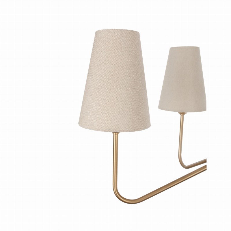 Żyrandol Simple plus S złota, lniany abażur ,wąski, Crafdeco Crafdeco