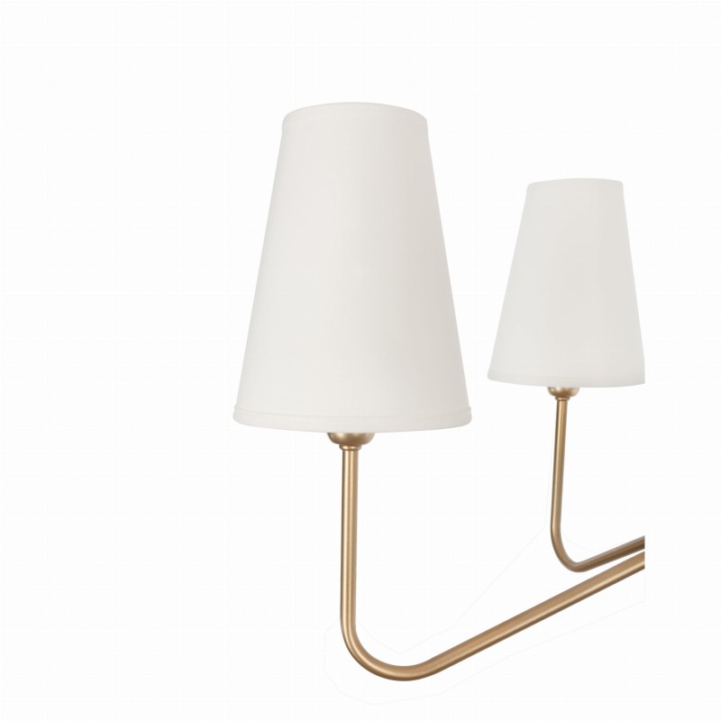 Żyrandol simple plus S złota, biały abażur,wąski, Crafdeco