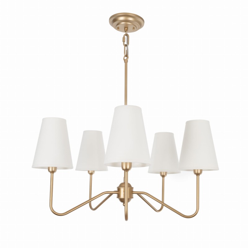 Żyrandol Simple plus S złota,  biały abażur, wąski ,Crafdeco