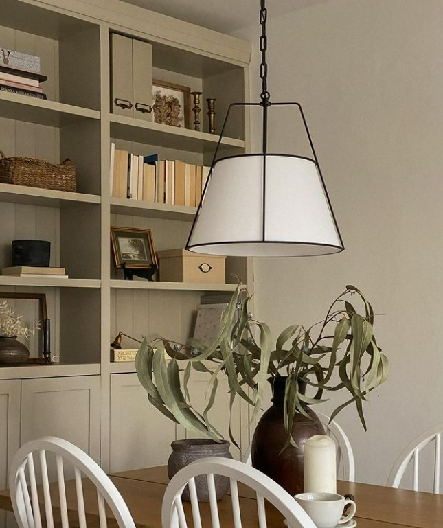 AMBER Black Lamp, white  lapmshade,Crafdeco