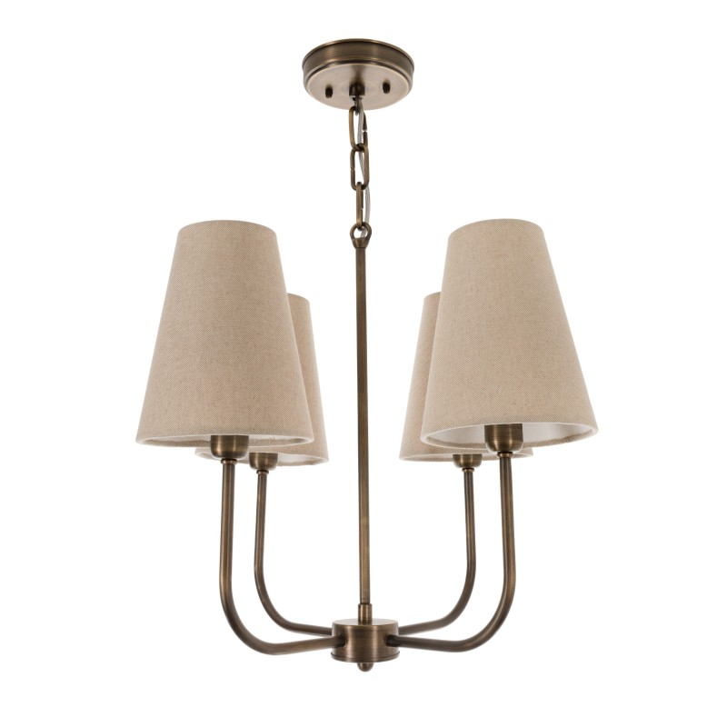 Liora Brass Lamp, linen lampshade , Crafdeco