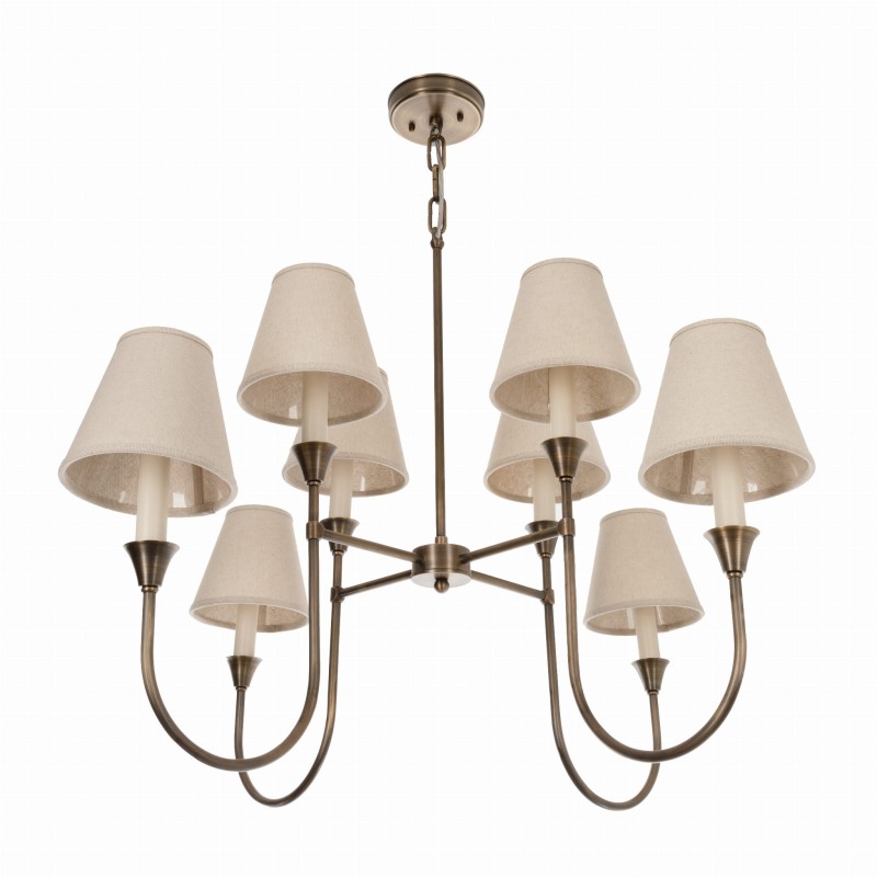 Vespera Brass Lamp, linen  lampshade ,Crafdeco