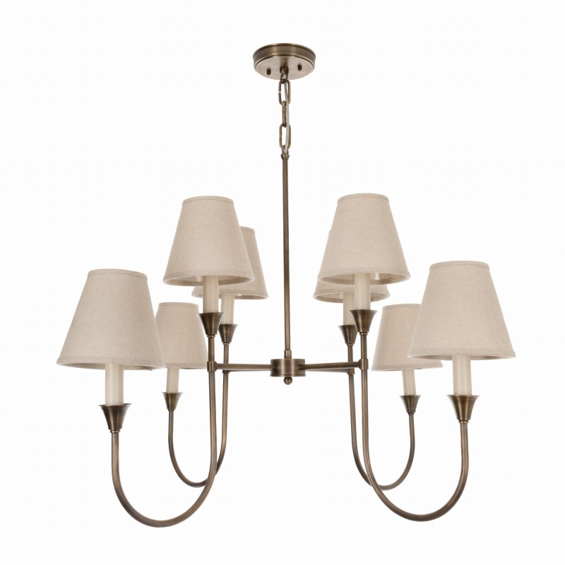 Vespera Brass Lamp, linen  lampshade ,Crafdeco
