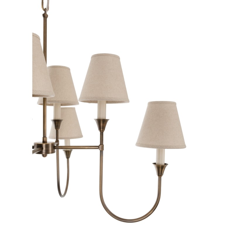 Vespera Brass Lamp, linen  lampshade ,Crafdeco