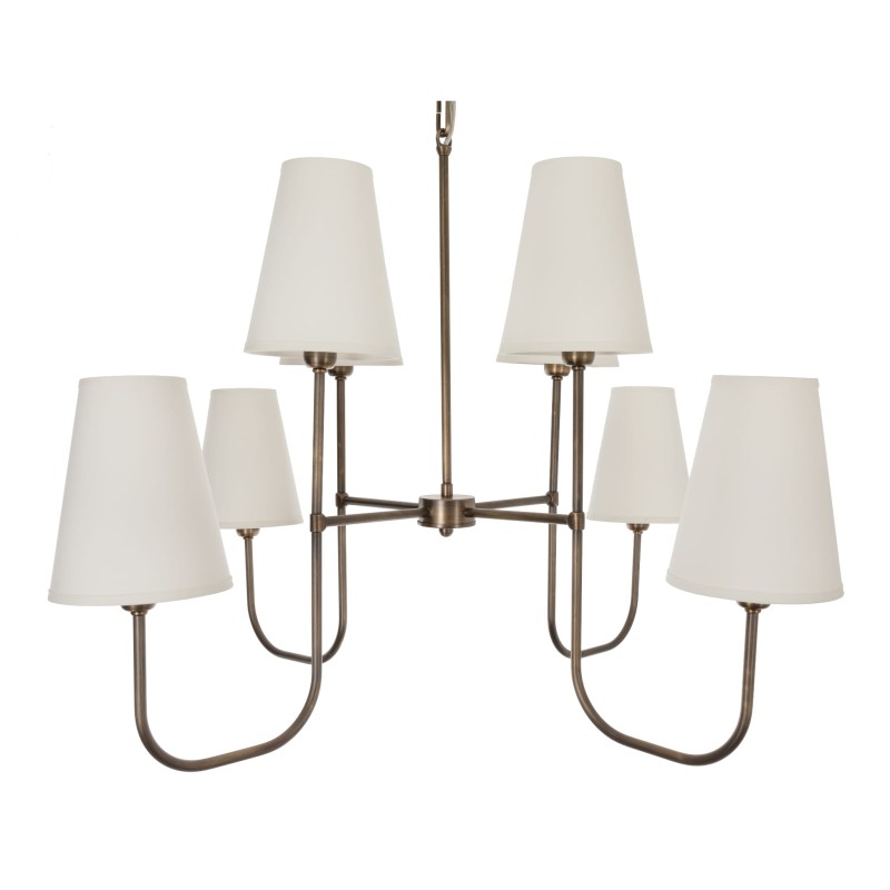 Lampa mosiężna Eliora, biały abażur ,Crafdeco