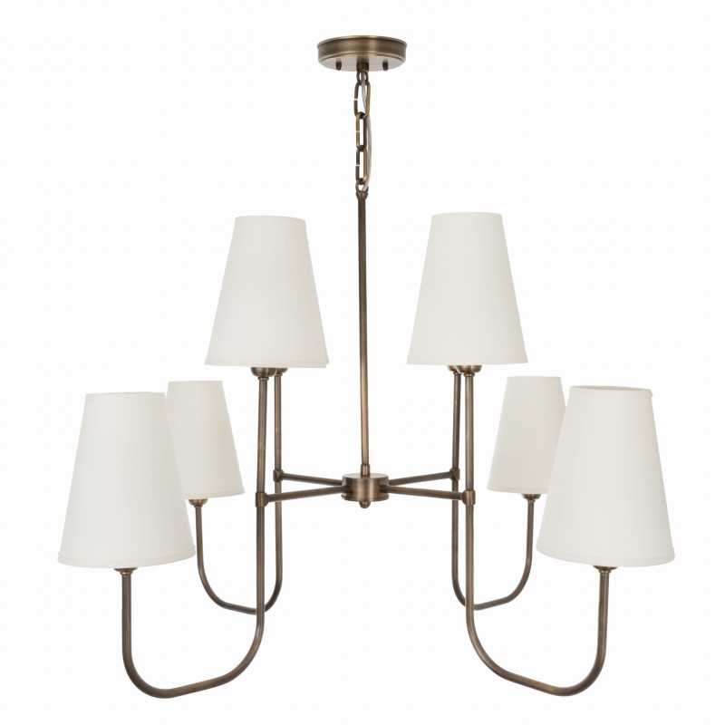 Lampa mosiężna Eliora, biały abażur ,Crafdeco