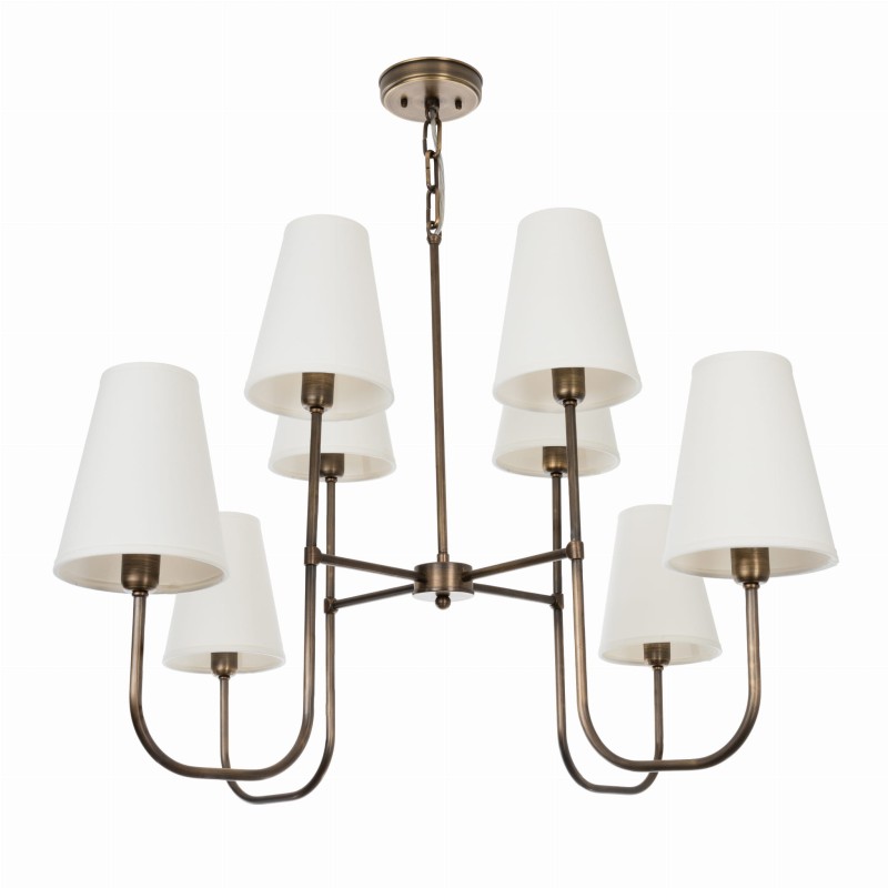 Lampa mosiężna Eliora, biały abażur ,Crafdeco