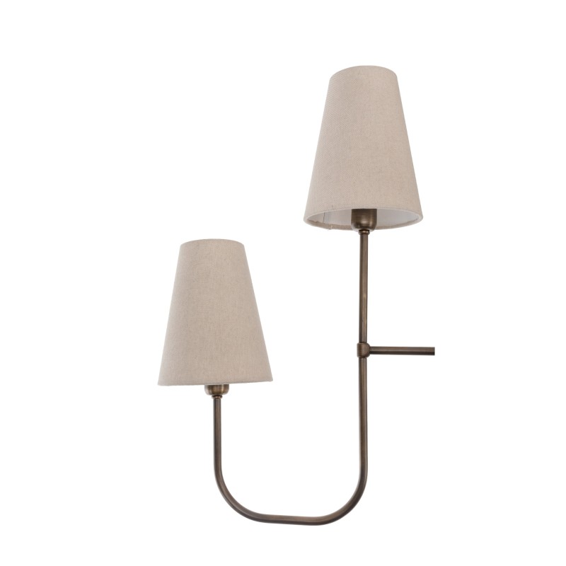 Lampa mosiężna Eliora, lniany abażur ,Crafdeco