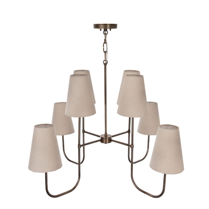 Lampa mosiężna Eliora, lniany abażur ,Crafdeco