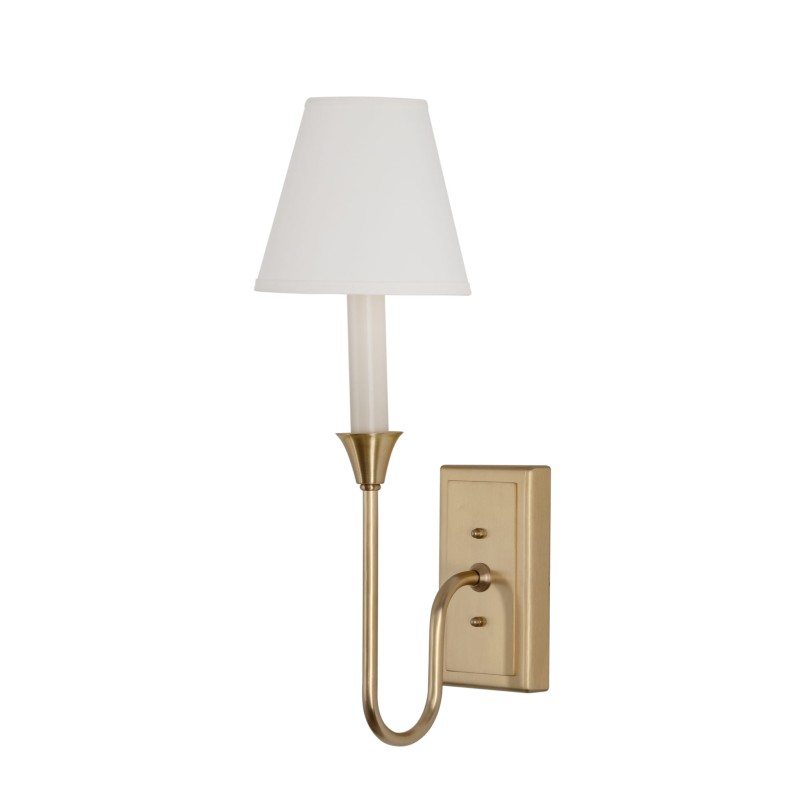 Kinkiet Bella Złoty, biały abażur, Crafdeco