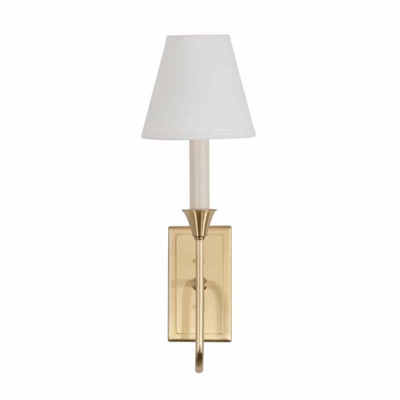 Bella Gold Sconce , white Lampshade, Crafdeco