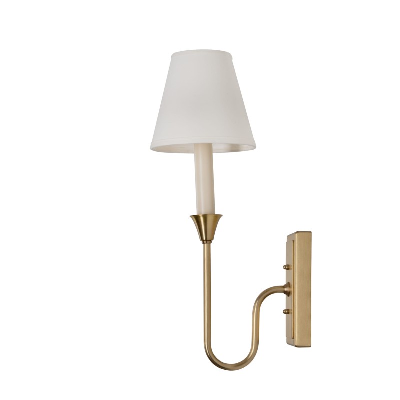 Kinkiet Bella Złoty, biały abażur, Crafdeco