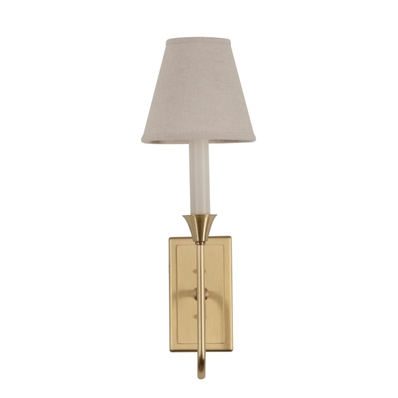 Bella Gold Sconce , Linen Lampshade, Crafdeco