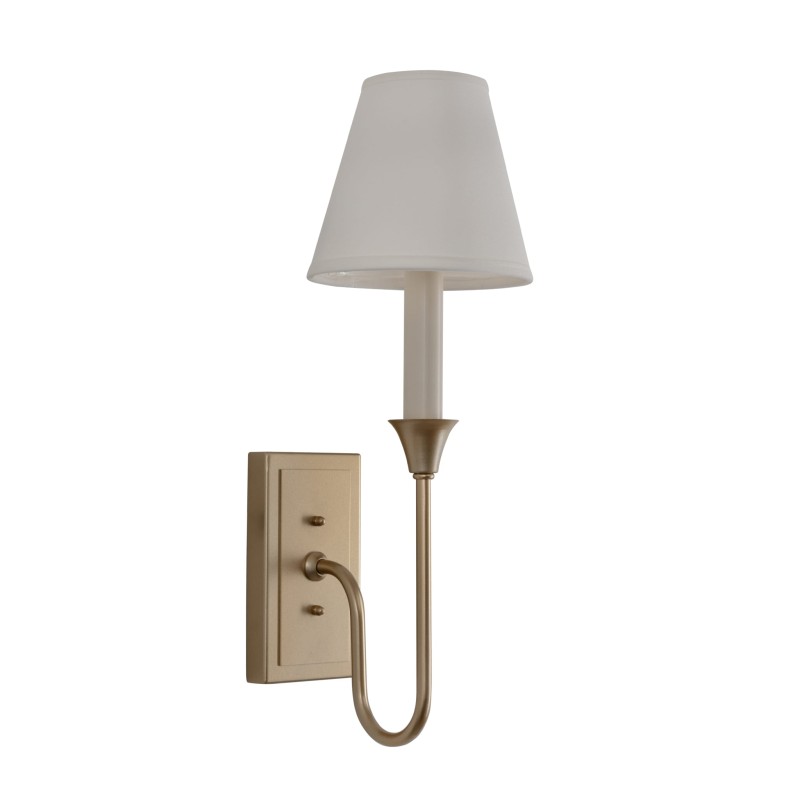 Kinkiet Bella Złoty, biały abażur, Crafdeco