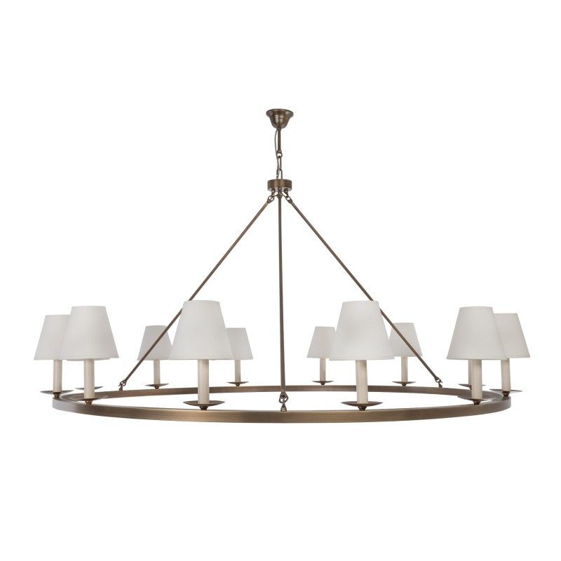 Aurora Plus Brass  Chandelier, white lampshade,Crafdeco