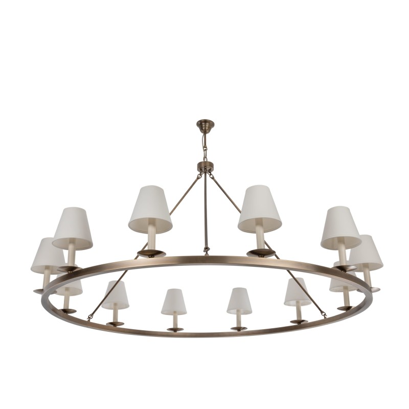 Aurora Plus Brass  Chandelier, white lampshade,Crafdeco