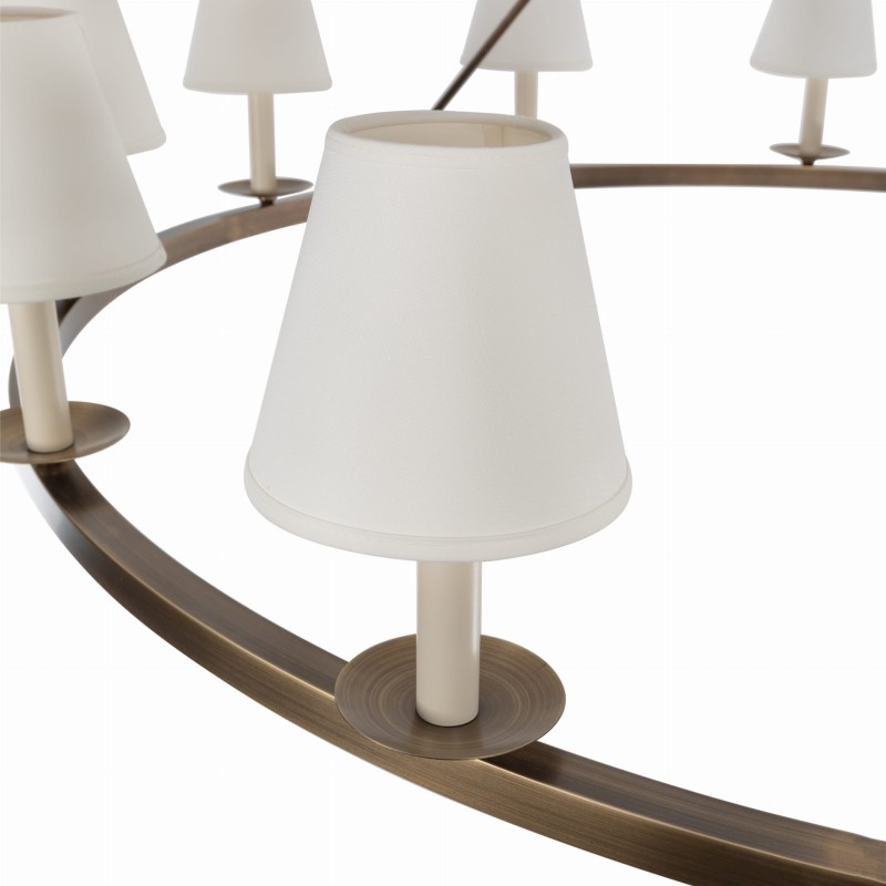 Aurora Plus Brass  Chandelier, white lampshade,Crafdeco