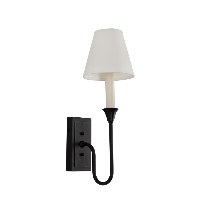 Bella Black Sconce , white lapmshade- Crafdeco