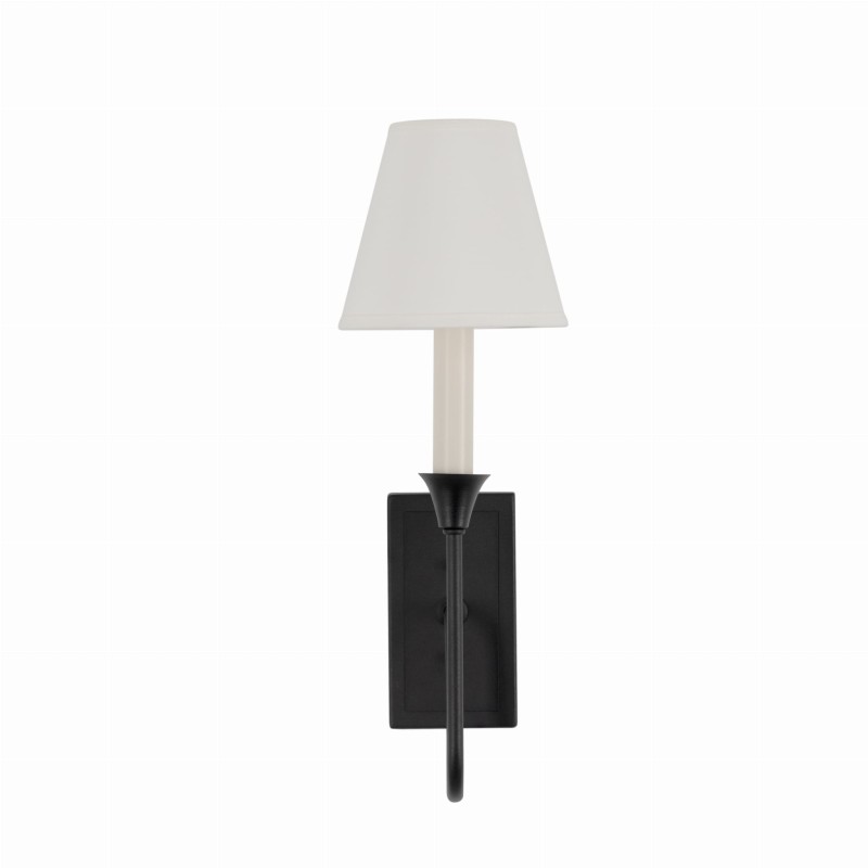 Bella Black Sconce , white lapmshade- Crafdeco