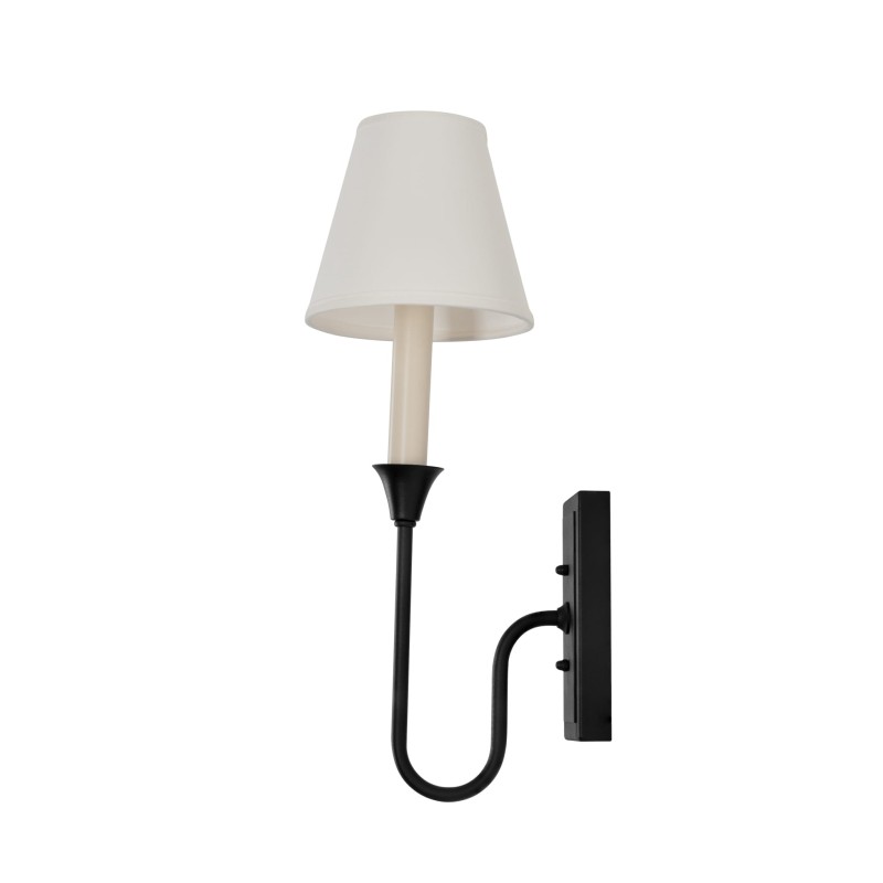 Bella Black Sconce , white lapmshade- Crafdeco