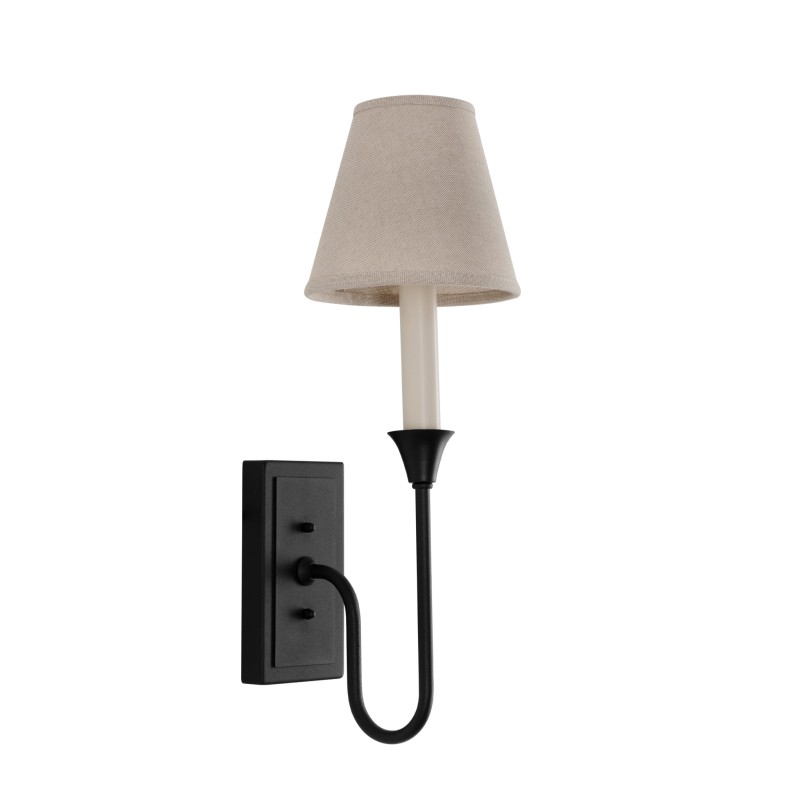 Bella Black Sconce , linen lapmshade- Crafdeco