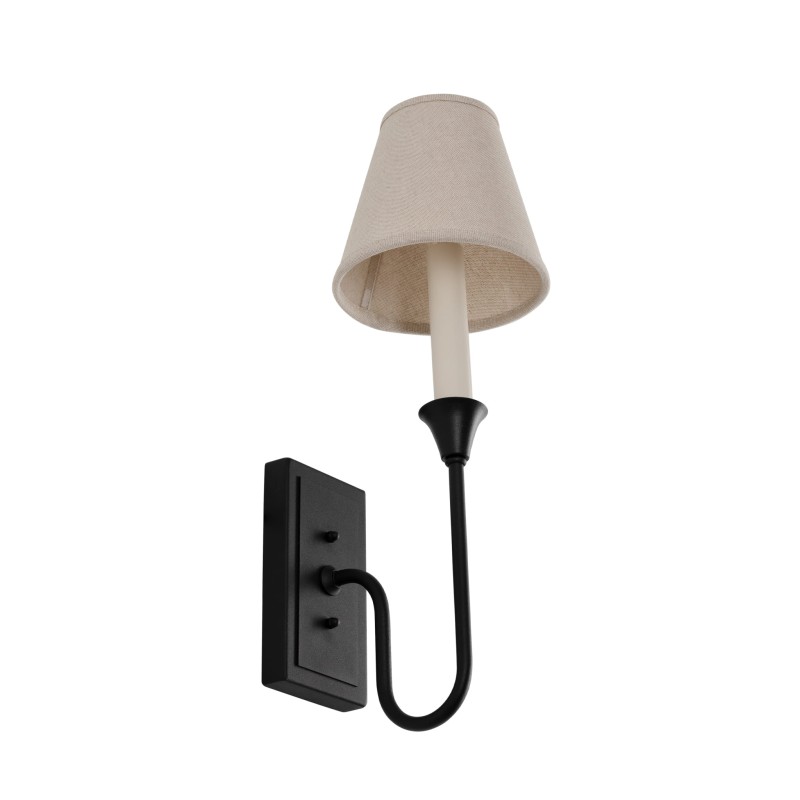 Bella Black Sconce , linen lapmshade- Crafdeco